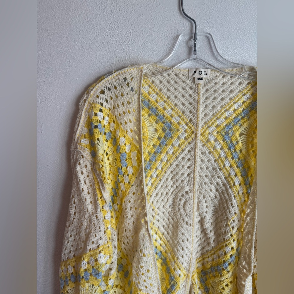 POL Yellow and Blue Boho Crochet Cardigan - Picture 6 of 12